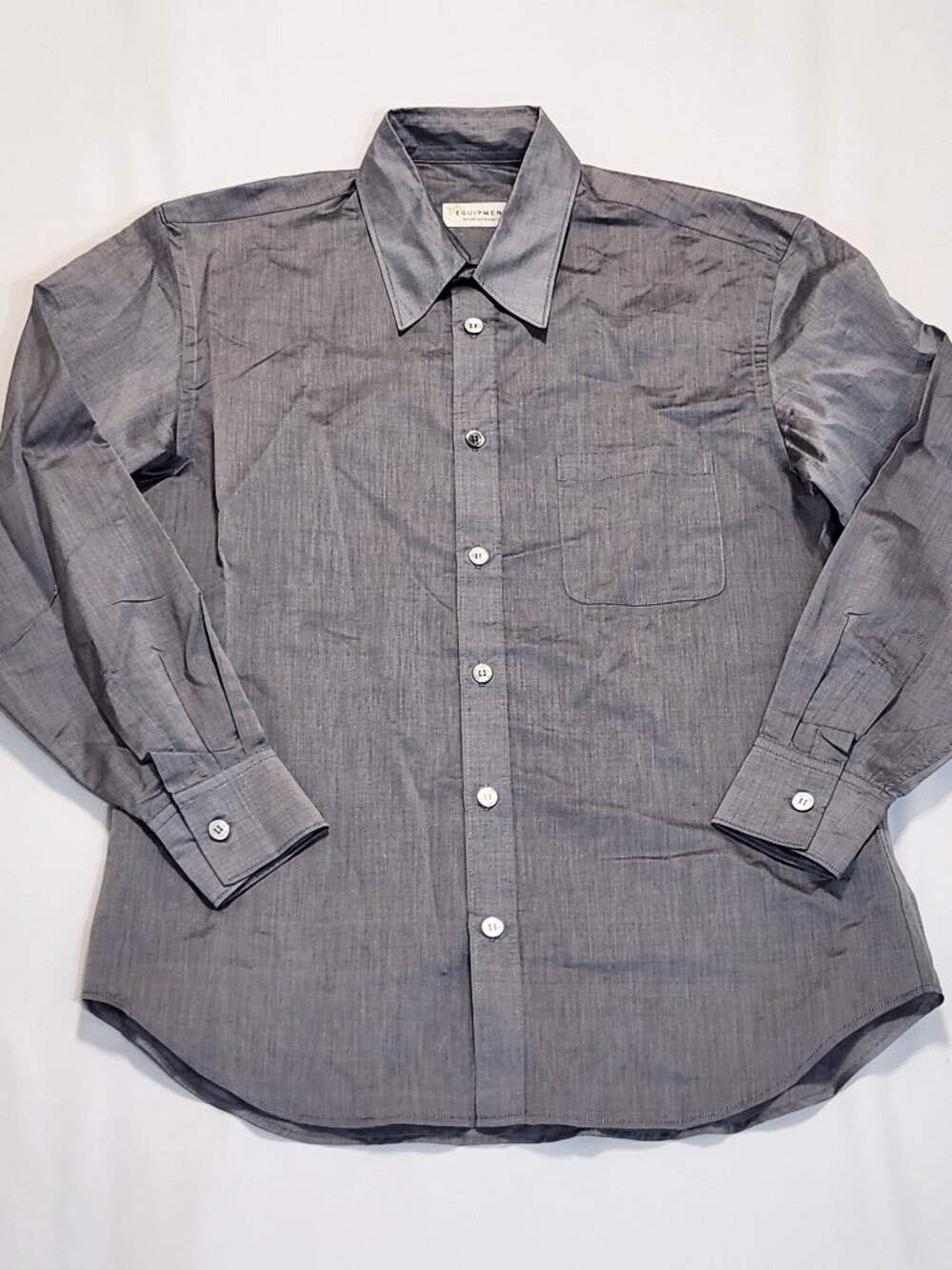Vintage Equipment France Gray Cotton Silk Shirt M NWOT